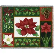 72x54 CHRISTMAS Floral Poinsettia Holly Mistletoe Tapestry Throw Afghan Blanket