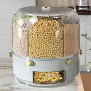 360 Degree Rotating Rice Dispenser Sealed Dry Cereal Grain Bucket Food Container