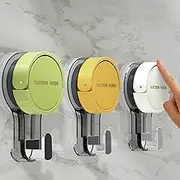 Modern Wall-Mounted Suction Hooks, Removable and Reusable, Watterproof, Resistant, Easy Instalation - comtamporary Colours (Green, Yellow White) (1 White Hook)