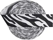 DIY PARK 5 Yard 3/4" 20mm Print Fold Over Elastic FOE Spandex Satin Band Baby Headband Hair Tie Tutu Dress Sewing Trim (Black Zebra Stripe)