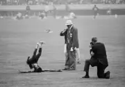 Abebe Bikila Ethiopia performs post race routine calisthenics a- 1964 Old Photo