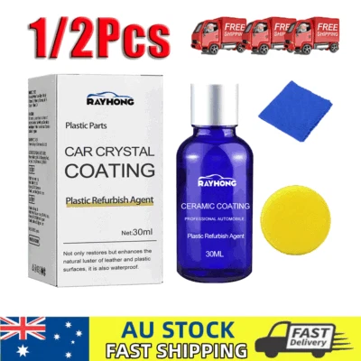 2PCS Autoglow Car Trim Restoration Crystal Coating + Applicator Sponge QT