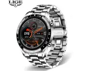 LIGE Full Touch Screen Men Smart Watch Sports Bluetooth Call Bussiness Watch IP68 Waterproof Smartwatch Women for Android iOS silver