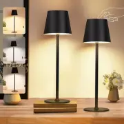 2Pack Cordless Table Lamps,Touch Bedside Lamp 5200mAh 2PCS, Black
