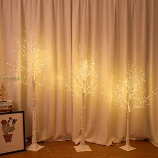 [真的abUX] 聖誕LED發光樹螢火蟲燈房間森系裝飾北歐布置白樺樹聖誕樹燈落地燈