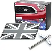 iJDMTOY Black/White Union Jack Flag Emblem Badge w/Grille/Mesh Mount Toggle Bolt Anchor Compatible with Mini, Jaguar, Land Rover, etc