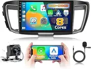 Podofo [8+128G 8 Core] Car Stereo Radio for Honda Accord 9th 2.4L 2013-2015 with Wireless CarPlay Android Auto 10.1" Touch Screen Bluetooth 5.0 Audio with GPS Mirror Link WiFi FM AM RDS Backup Camera