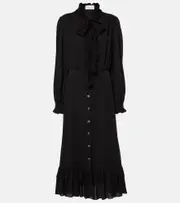 [Valentino] Valentino Silk georgette midi dress AU 8 black