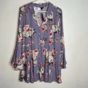 NWT Torrid Fit And Flare Rayon Slub Button Front Blouse Top Women Size 2X Purple