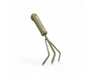 Toscano 27cm Gardening Three-Tine Rake Carbon Steel Garden Tool Lightweight Soft Ergonomic Handle Grip Non-Slip