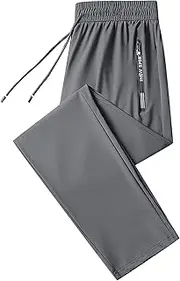 [Generic] Men's Athletic Pants Elastic Waist Drawstring Hiking Pants Lightweight Workout Casual Sweatpants with Zipper Pockets