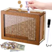 Cash Vault Wooden Savings Box, Wooden Cash Saver Money Box, Cash Coin Retro Mone