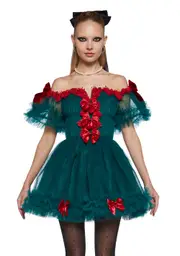 [Sugar Thrillz] Winter Rose Mini Dress - Green