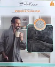 Bella Russo Therapeutic Weighted Plush Robe Grey NEW in Box Machine Washable