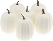 Woration High-Grade Pumpkins Sets Artificial Milk White Pumpkin Decoration for Fall Harvest Halloween Thanksgiving Party Decorating - 6 pcs