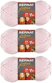 [Bernat] Softee Chunky 3-Pack Yarn, 2.8oz, Super Bulky 6 Gauge -Baby Pink- Machine Wash & Dry