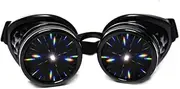 [GloFX] Black Padded Diffraction Goggles, Tinted Lenses Limited Edition – raves, EDM Festivals, Light Shows, Club, Concert Wear, Rainbow Prism Fractal Kaleidoscope