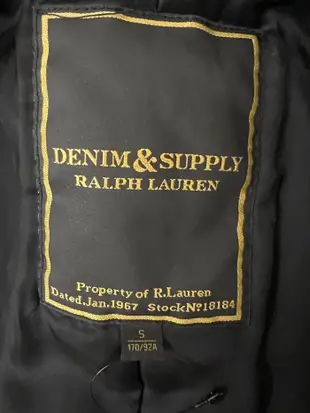 Ralph Lauren Denim&Supply RRL風格 雙排釦 海軍 鋪薄棉 牛仔布 短大衣 深藍 S號