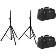 Rok-It RI-SPKRSTDSET Pair of Tripod Base Speaker Stands with 10" Speaker Tote