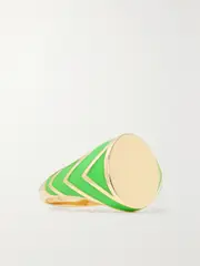 [Alison Lou] Alison Lou - Stripe 14-karat Gold And Enamel Ring - 5 5 Gold