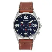 Torgoen T16 Black Chronograph Brown Vintage Leather Strap Pilot Watch Great Gift