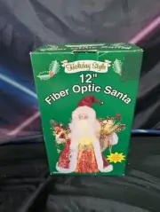 12" Fiber Optic 90s Santa Treetop Table Centerpiece Color Changing Lights 80s