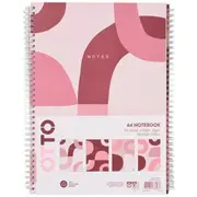 Otto A4 Spiral Notebook 200 Page Abstract Pink 4 Pack