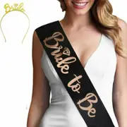 Black Sash+Gold Tiara One Set Bride To Be Sash & Tiara Crown Bridal Shower Hen Night Party Decoration