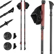 KADVA HALNA Nordic Walking Poles in Red, Adjustable Size 84-135 cm, Quick Lock System for Stable and Secure Fixation of The Handle, Made of Durable PP and TPR