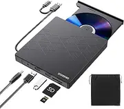 [ORIGBELIE] External DVD Drive, CD Drive USB 3.0 Typle C CD/DVD ROM +/-RW Adapter with USB Port DVD Burner for Laptop PC Desktop Computer, Optical Disk Drive CD Player Compatible with Mac Windows Linux