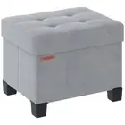 Cube Storage Ottoman, Velvet Foot Stool 12.6"D x 15.8 "W x 13.2" H Dove Gray