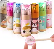 Cute Pencil Sharpener, Mini Drawing Colored Pencils with Sharpener, Kawaii Manua