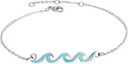 [Lauren-Spencer] Wave Anklet for Women Gold Silver Plated Beach Ankle Bracelets Ocean Wave Boho Anklets Adjustable Summer Foot Jewelry for Women Teen Girls Birthday Gifts