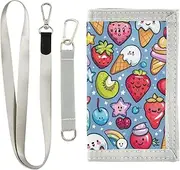 [Yoogain] Cartoon Desert Colorful Cute billfold for credit cards simple purse with lanyard, cartoon desert colorful cute, 1 size, Fashion