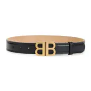 [Balenciaga] Balenciaga-Balenciaga Black Lamb Leather Bb Soft 30 Belt-Donna 75 CM