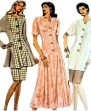 1980s Longline Batwing Jacket Peplum Skater Dress Vogue 1077 Sewing Pattern