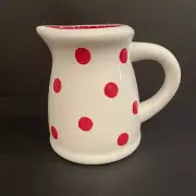 NEW Medium White with Red Polka Dots Ceramic Pitcher 5" Height