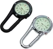 [VALICLUD] 2pcs Carabiner Watch Digital Watch Watches Pocket Watch Camping Watch Fluorescent Design Watch Clip Watch Glow in The Dark Watch Small Watch Carabiner Black