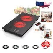 2100W Electric Cooktop: 2 Burner Ceramic Glass Stove with Timer & Safety Lock