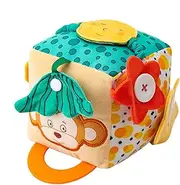 Baby Rattle Toy, Soft Busy Cube, Early Learning Toy, Interactive Tissue Box, Developmental Activities, Multi-Color Design, Travel and Playtime for Babies