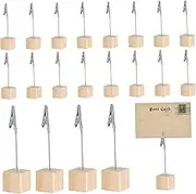 Photo Holders for Tables, 20PCS Place Card Holders, Note Photo Clip Holder, Wooden Table Number Holders with Alligator Clip