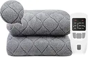 Heatable Blanket,Fast Heat Electric Blanket,Premium Soft Fleece Mattress Protector Double 180 * 150cm,200 * 180cm Easy Fit Elasticated Skirt 8temperature Timer Extra Foot Warmth/13756