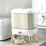 Rice Dispenser, Rice Bucket, 10KG Rice Storage Container, Automatic Cereal Food Grain Bucket, Transparent Grain Storage Bin Dry Food Container Grains Dispenser, Automatic Output Insectproof