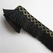 2 Yard Cotton Tassel Fringe Gold Thread Lace Edge Trim Ribbon 1-1/3" Width Vintage Style Black Edging Trimming Fabric Embroidered Applique Sewing Craft Wedding Bridal Dress Extender Clothes Decoration