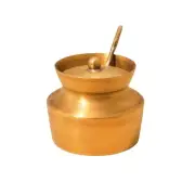 Brass Sugar Pot with Spoon | Sugar Bowl with Lid and Spoon | Brass Spice Jars...
