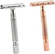 Ipetboom 2pcs Old Portable Portable Shaver Cickring Old Style Shaver Double-edged Shaver Mens Razors for Shaving for Men De Afeitar Para Hombre Mens Shaver