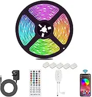 Bluetooth Led Strip 5M Waterproof Led Strips Lights ALED LIGHT RGB 12V 5050 SMD 90 LEDs Cuttable Led Lights with Remote&App Control Lights for Bedroom Indoor Outdoor Party DIY Decor