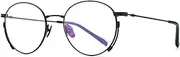 [FONEX] Titanium Glasses Frame Men,Vintage Retro Round Ultralight Optical Eyeglasses Women Eyewear F85719