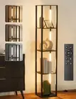 LED Floor Lamp with Shelves, Modern Corner Shelf with Light, LED Floor Lamp with