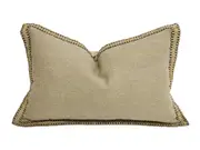 Natural Rectangular Artisan Linen & Jute Cushion With Microfiber Fill 60x40CM